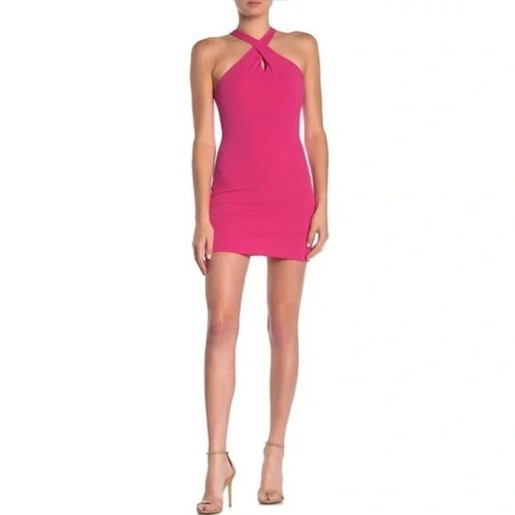 Velvet Torch Cross Front Racerback Mini Dress size XL in Pink - NEW - Picture 1 of 12